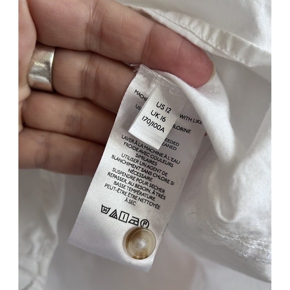 Anthropologie White Eyelet Lace Country Peasant Puff Sleeve Shirt Blouse 12 - Picture 7 of 9